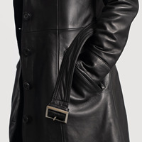 Abrigo de Cuero de Piel de Oveja Auténtica para Mujer, Diseño de Moda Otoño Invierno, Cuello Camisero, Cierre de Cremallera y Botones, Secado Rápido