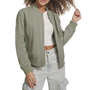 แจ็คเก็ตบอมเบอร์โลโก้สั่งทำ ขายส่ง เสื้อแจ็คเก็ตแฟชั่นผู้หญิง สไตล์วาร์ซิตี้ ซิปหน้าเต็มตัว สำหรับผู้หญิง - Product Image 4