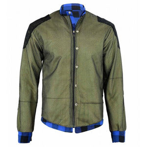 Chemise de sécurité décontractée pour hommes et femmes, personnalisable, bleu noir, streetwear, armure de moto, doublée, imperméable, fermeture éclair YKK personnalisée - Product Image 4