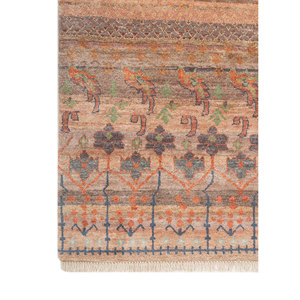 Alfombras de Seda Anudadas a Mano Manchaha en Rojo y Naranja para Uso Doméstico-Lps-16 - Product Image 4