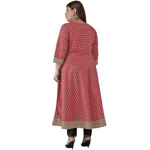 เสื้อคุर्ติอานาร์กาลีสำหรับผู้หญิงไซส์พลัส ลายดอกไม้ ผ้าฝ้าย แบรนด์ Peach รุ่น SKU 1427YKPEACH-XXL - Product Image 3