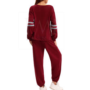 Personalizable XS Tamaño 100% Algodón de dos piezas de las mujeres de invierno al aire libre Sweatsuit Top largo con patrón sólido y puños transpirables - Product Image 4