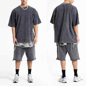 เสื้อยืดซัก2ชิ้นสำหรับผู้ชายไซส์พิเศษชุดฤดูร้อนซักด้วยน้ำกรดไซส์ใหญ่พิเศษชุดสตรีทแวร์แบบสั่งทำ - Product Image 2