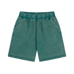 Short en coton pour hommes personnalisé Vintage Sun Dye Fade Sweat Shorts en coton vieilli coupe bord bouffant impression Shorts d'été pour hommes délavés à l'acide - Product Image 3