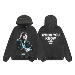 High Quality 500gsm Heavyweight Printed Hoodie 100% Cotton French Terry Distressed Design Drop Shoulder No Strings <b>Winter</b> - Product Image 1