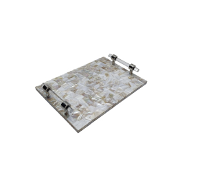 Bandeja de servicio de nácar de alta calidad con asa y bandeja hecha a mano Precio barato Hotel para la mejor bandeja Venta caliente - Product Image 2