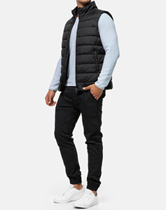 Gilet matelassé unisexe style urbain, imperméable, grande taille, en toile, chaud pour l'hiver, décontracté, à capuche, sans manches, multi-poches sur le devant - Product Image 1