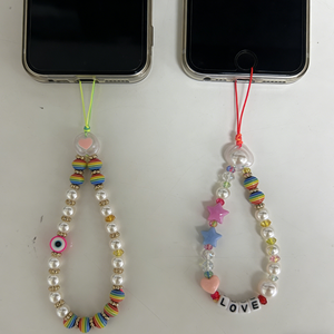 Pulsera de Cuentas Y2K con Diseño de Ojo Turco Arcoíris y Estrella LOVE, Correa para Teléfono Móvil de 30cm - Product Image 5