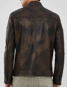 2025 New Custom Design Vintage <b>Gothic</b> Fashion Motorbike Winter Breathable Outdoor Sheep Skin Leather <b>Jacket</b> Collarless Side - Product Image 3