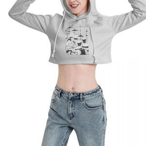 Sudaderas con capucha recortadas personalizadas para mujer, precio al por mayor, 2025, Material de alta calidad hecho de algodón liso, sudaderas con capucha cortas para mujer - Product Image 4