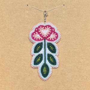 Beaded Floral Heart <b>Bag</b> <b>Charm</b> Keychain - Product Image 3