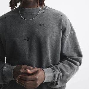 <b>Men's</b> <b>Sweatshirt</b> Streetwear Custom logo Vintage Wash Oversized Drop Shoulder Heavyweight <b>Crewneck</b> Distress <b>Sweatshirt</b> for <b>Men</b> - Product Image 4