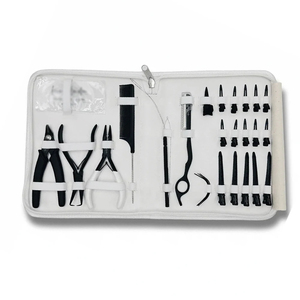 Professional 4-Piece I-Link <b>Micro</b> <b>Ring</b> Loop <b>Hair</b> <b>Extension</b> Pliers Kit with Beading Needle and Pulling Hook Stainless Steel - Product Image 3