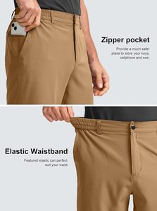 Short de travail de golf décontracté pour hommes, en toile légère, à séchage rapide, respirant avec 3 poches, motif solide, taille moyenne, 100% coton - Product Image 3
