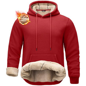 Custom Solid <b>Sherpa</b> Fleece <b>Lined</b> Pullover <b>Hoodie</b> 100% Cotton French Terry Streetwear for Men 300 GSM Winter Fashion Anti-Wrinkle - Product Image 6