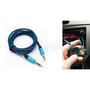 Câble audio stéréo Diwu 1M en cuivre pur tressé 3,5 mm mâle-mâle pour haut-parleur audio professionnel, guitare et radio - Bleu - Product Image 4