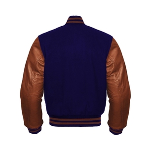 Veste en laine sur mesure avec manches en cuir de vache véritable, vente en gros de vestes en laine de haute qualité, vestes universitaires en laine - Product Image 4