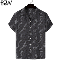 Kurzarmhemd für hawaiian ische Herren, offener Hals, Einzel knopf, Papageien-und Tier druck, Mode, Strand oberteil, Sommer 2025
