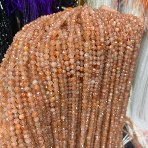 Piedras Sueltas Facetadas de Piedra Solar Natural de 3mm y 4mm, Gema Auténtica Certificada por Terceros de Rajasthan, para Abalorios, 15.5'' por Hilo - Product Image 4