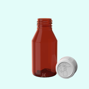 Emballage de bouteille de sirop PET 90ml carré rond avec couvercle CR fabricant vietnamien ambre OEM ODM Service meilleure qualité M0770 - Product Image 1