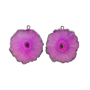 Nuevo diseño, pendiente de cuarzo solar Chapado en negro, piedra preciosa, fianza única, Conector de pendiente de forma redonda hecho a mano, joyería para amigo - Product Image 2