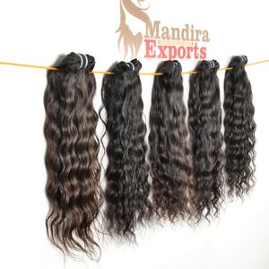 Extensiones de cabello humano de templo indio de fabricante al por mayor paquetes ondulados rizados naturales de trama doble rizos de ondas vírgenes sin procesar - Product Image 1