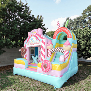 Castillo Inflable con Tobogán, Casa <span class=keywords><strong>de</strong></span> Brinco Inflable con Diseño <span class=keywords><strong>de</strong></span> Dulces, Parque Infantil Inflable para Niños - Product Image 1
