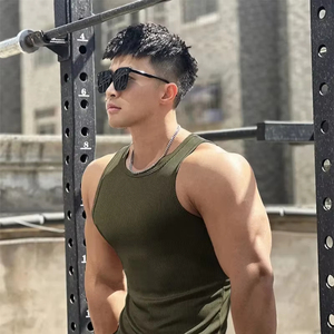 Chaleco elástico ajustado de alta calidad, Camiseta básica sin mangas, camiseta de manga corta, camiseta de gran tamaño, ropa de verano para hombre, Camiseta deportiva, Top - Product Image 4