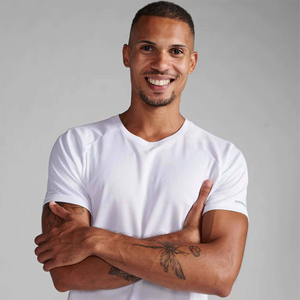 Camiseta de verano de secado rápido para entrenamiento al aire libre, ropa de gimnasio con cuello redondo, de manga corta Camiseta deportiva para hombres - Product Image 4