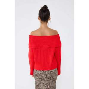 Suéter de Punto con Cuello de Lazo para Mujer, Estilo Casual, Transpirable, Moderno, Talla Grande, Tejido a Crochet, 100% Acrílico, Largo y Holgado, para Otoño - Product Image 5