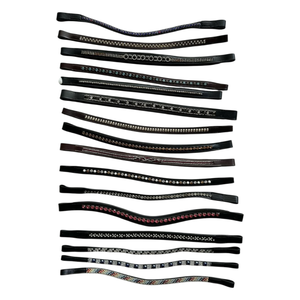 Bandas de Cuero con Cristales de Alta Calidad para Caballos, Hechas a Mano, con Pedrería Curva, Diseño Personalizado, Accesorios para Bridas Ecuestres, Entrenamiento de Caballos - Product Image 5