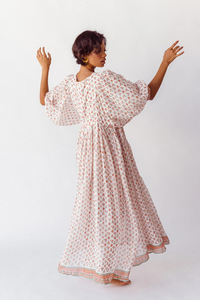 2025 Mughal Lotus Maxi vestido informal para mujer cuello redondo algodón Maxi vestido - Product Image 4