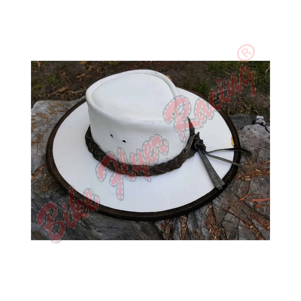 Yeni beyaz deri kovboy şapkası batı kova şapka hakiki deri erkekler kadınlar için kovboy şapkası s alıcı