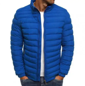 Men 's Autumn Winter Coat Solid Puffer <b>Jacket</b> Stand Collar Zipper Closure Pockets Casual Puffer Warm <b>Jacket</b> - Product Image 1