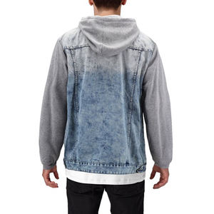 เสื้อแจ็กเก็ตยีนส์มีฮู้ดผ้าฟลีซและแขนผ้าแคนวาสสำหรับฤดูหนาวออกแบบได้ตามต้องการ - Product Image 2