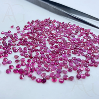 Rubis naturel en gros, forme ronde facettée, pierre précieuse non montée traitée thermiquement pour la fabrication de bijoux, petite taille