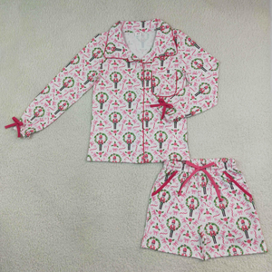 Ensembles de pyjamas courts à manches longues avec nœuds et poches boutonnées pour filles, collection Mama and Me Holly Soldiers - Product Image 5