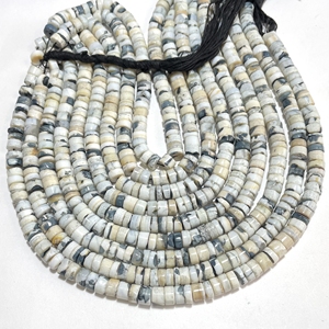 Dendrite Opal Smooth Tire Shape Beads, 7-7.5MM Natural Gemstone Plain Tire Beads, Wholesale Beading Supplies - Product Image 5