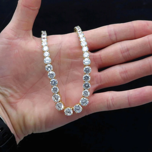 Chaîne de tennis à fleurs dégradées de 22 pouces, diamants de laboratoire cultivés en or/argent 10 carats, style de rue audacieux, pour les mariages, cadeaux pour les amoureux - Product Image 6