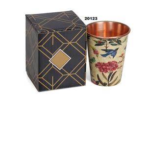 Gobelet en cuivre antique gobelet en cuivre pur fait à la main avec gobelet imprimé oiseau et fleur pour une bonne santé - Product Image 1
