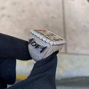 Certified Attractive Moissanite Diamond Hip Hop <b>Statement</b> <b>Ring</b> 925 Silver Custom Championship <b>Ring</b> for Wedding Party or Gift - Product Image 3