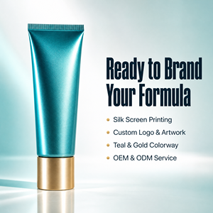 <span class=keywords><strong>Tubo</strong></span> Cosmetico Metallizzato Teal con Tappo Dorato, <span class=keywords><strong>Tubo</strong></span> in Plastica Perlato, Stampa Logo Personalizzata, Confezione OEM per Prodotti Skincare - Product Image 4