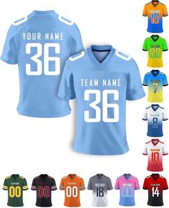 Maillot de football américain respirant et antibactérien personnalisé, manches courtes, uniforme de jeu en maille, taille XL, grande taille, transfert thermique - Product Image 1