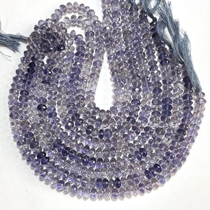 Perles naturelles en forme de rondelle à facettes en iolite, perles de pierres précieuses 5.5-6.5MM, magasin de perles en gros pour la fabrication de bijoux - Product Image 1