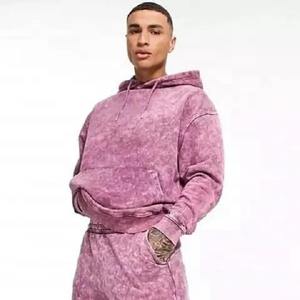 Custom Vintage Sudadera con capucha y pantalones de chándal Jogger Conjunto de dos piezas Serigrafía Dtg Sweat Suit Sun faded Acid Wash Hombres Chándal - Product Image 5