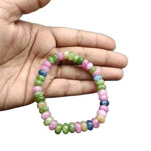 Bracelet extensible en quartz multi-tourmaline religieux fait à la main 8mm perles de pierres précieuses naturelles tendance dans le monde entier bijoux idée cadeau - Product Image 3
