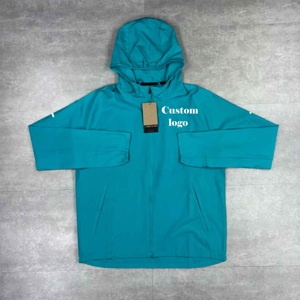 Chándal deportivo personalizado para hombre, conjunto cortavientos para gimnasio, ropa deportiva de 2 piezas, Sudadera con capucha y pantalones cortos, venta al por mayor, 2025 - Product Image 2
