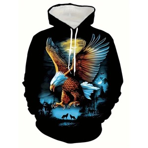 Patrón de águila Sudaderas con capucha Bandera americana Impresión 3D Hombres Sudadera con capucha de manga larga Jersey de gran tamaño Tops Ropa de hombre - Product Image 1