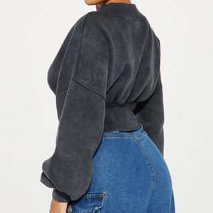 Prix de gros Nouveau design Sweat-shirt court élégant pour les femmes 2025/Logo personnalisé Femmes Manches longues Dernier sweat-shirt polaire - Product Image 2