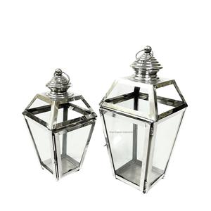 Lanternes à bougie en acier inoxydable faites à la main de look royal avec verre transparent pour lanterne de table et de sol décorative pour la maison - Product Image 4